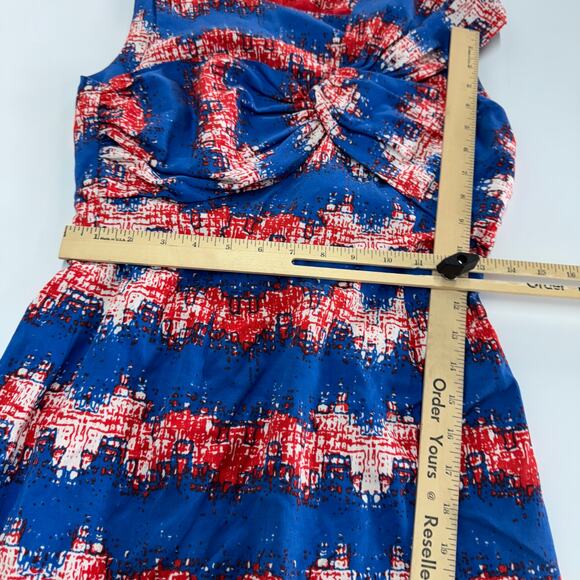 Tracy Reese Dress Womens 0 Red Blue Twist Chevron‎ Sheath Mini Anthropologie - Picture 8 of 9